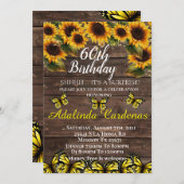 60. Geburtstag Sonnenblumen Einladung (Vorne/Hinten)