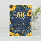 60. Geburtstag Sonnenblumen Foto Einladung (Stehend Vorderseite)