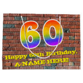 60. Geburtstag: Spaß, Graffiti-Inspiriert Regenbog Große Geschenktüte