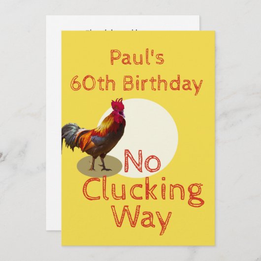 60. Geburtstag Spaß Hühnchen Einladung (Vorne/Hinten)