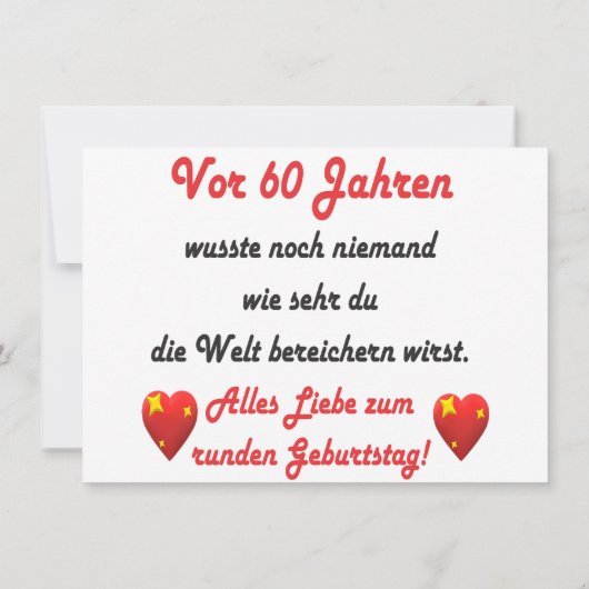 60. Geburtstag Spruch und Gratulation (Rückseite)