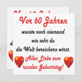 60. Geburtstag Spruch und Gratulation (Vorne/Hinten)