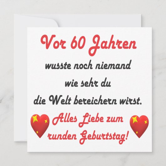 60. Geburtstag Spruch und Gratulation (Rückseite)