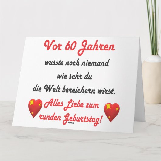 60. Geburtstag Spruch und Gratulation Karte (Rückseite)