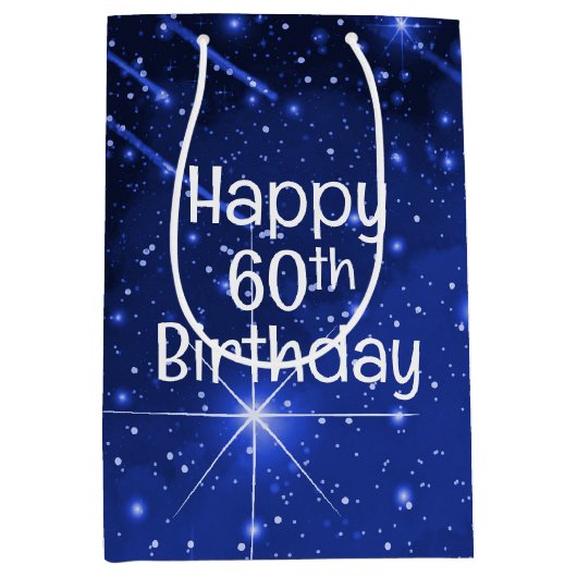 60. Geburtstag Star Galaxy Mittlere Geschenktüte (Vorderseite)
