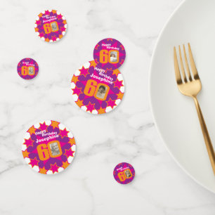 60. Geburtstag Stern rosa orange Papier Konfetti