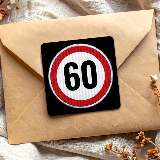 60. Geburtstag Tempolimitschild - JEDES ALTER Quadratischer Aufkleber