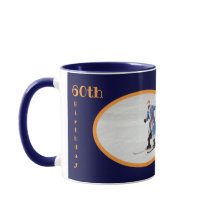 60. Geburtstag Text Foto Vorlage Blue Orange Fun