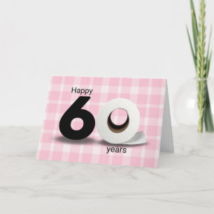60. Geburtstag Toilettenpapierrolle auf Karo Karte
