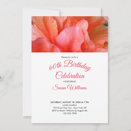 60. Geburtstag Tropische Blume Foto Einladung (Vorderseite)