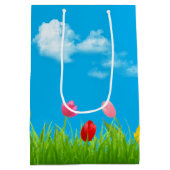 60. Geburtstag Tulips Mittlere Geschenktasche Geschenktüte (Rückseite)
