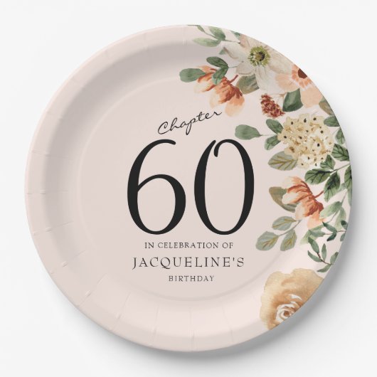 60. Geburtstag Vintag Pappteller (Vorderseite)