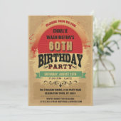 60. Geburtstag Vintag Typografie Grunge Einladung (Stehend Vorderseite)