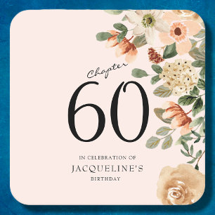 60. Geburtstag Vintage Floral Rechteckiger Pappuntersetzer