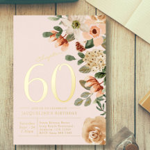 60. Geburtstag Vintager Blumenpeach