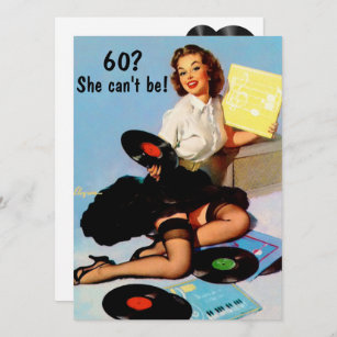 60. Geburtstag Vintages Button Up Girl Vinyl Platt Einladung