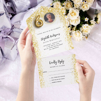 60. Geburtstag Weißgold Foto Party UAWG All In One Einladung