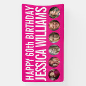 60. Geburtstag weißrosa sechs Foto Kreisen Banner (Vertikal)
