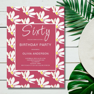 60. Geburtstag White Floral Daisy Einladung
