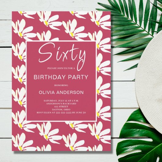 60. Geburtstag White Floral Daisy Einladung
