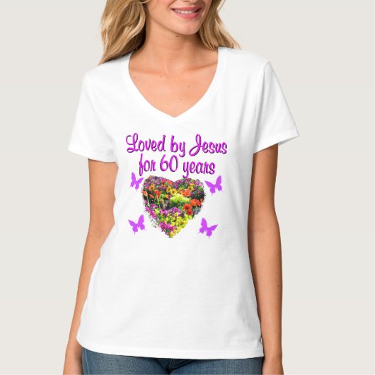 60. GEBURTSTAG WILD BLUME FOTO T-Shirt (Vorderseite)