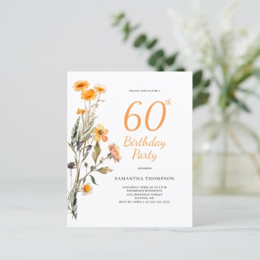 60. Geburtstag Wildblume (Stehend Vorderseite)