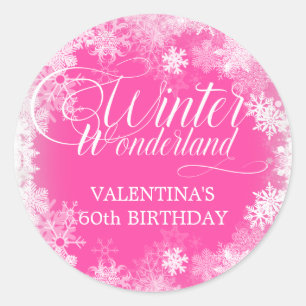 60. Geburtstag Winter Wonderland Schneeflocke Gesc Runder Aufkleber