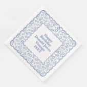 60. Geburtstag Zahlenmuster Scallops Blau/Weiß Serviette (Ecke)