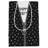 60. Geburtstag Zipper auf Polka Dots Mittlere Geschenktüte (Vorderseite)
