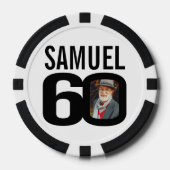 60. Geburtstag zwei benutzerdefinierte Fotos schwa Pokerchips (Vorderseite)