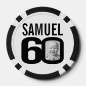 60. Geburtstag zwei benutzerdefinierte Fotos schwa Pokerchips (Rückseite)