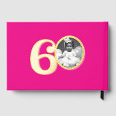 60. Geburtstag zwei Fotos heiß rosa Gold Gästebuch (Rückseite)