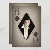60. GEBURTSTAGERINVITATION - FOTO-POKER/KING EINLADUNG (Vorne/Hinten)