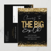 60. Geburtstags Gold Black Save the Date Postcard Postkarte (Vorne/Hinten)