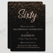 60. Geburtstags-Gold-Glitzer Einladung (Vorne/Hinten)