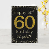 60. Geburtstags Golden Glitzer Card Karte (Gelbe Blume)