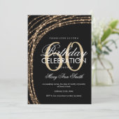 60. Geburtstags-Goldfunkelnde Schnur-Lichter Einladung (Stehend Vorderseite)