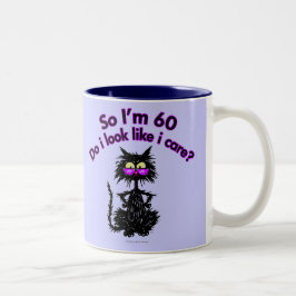 60. Geburtstags-Katzen-Geschenke Zweifarbige Tasse