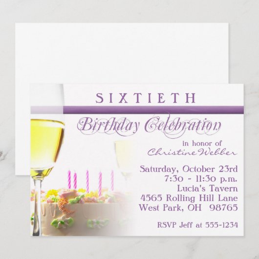 60. Geburtstags-Party Einladung (Vorne/Hinten)