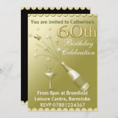 60. Geburtstags-Party Einladungen - Gold (Vorne/Hinten)