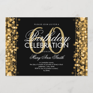 60. Geburtstags-Party-Glitzern-Gold Einladung