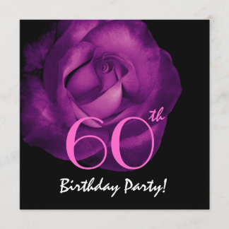 60. Geburtstags-Party-Schablonen-elegante Rose Einladung