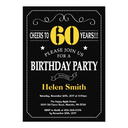 Gelbe Einladungen Zum 60 Geburtstag Meine Einladungskarten De