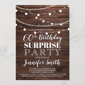 60. Geburtstags-Überraschungs-rustikale hölzerne Einladung