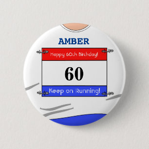 60. Geburtstagsabzeichen für einen Läufer (weiße O Button