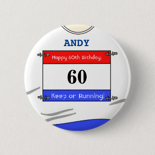 60. Geburtstagsabzeichen für einen Läufer (weiße o Button