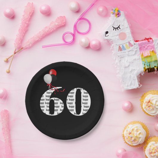 60. Geburtstagsballons Pappteller (Party)