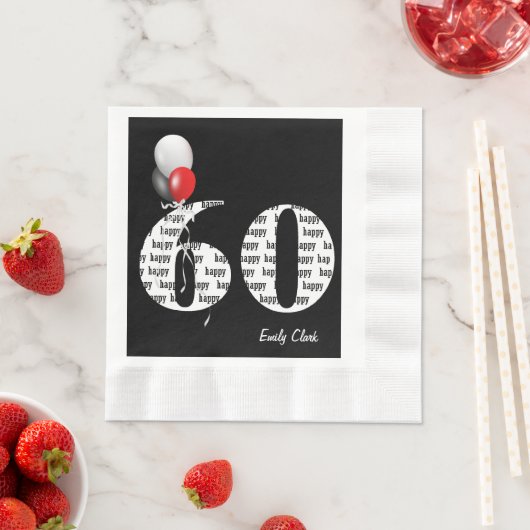 60. Geburtstagsballons Serviette (Beispiel)