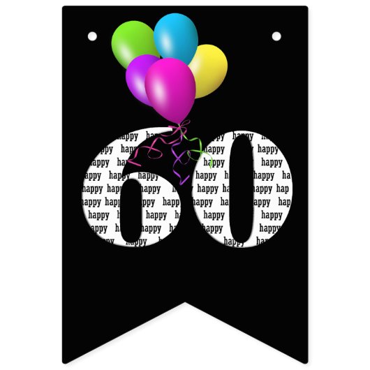 60. Geburtstagsballons Wimpelkette (Erste Fahne)