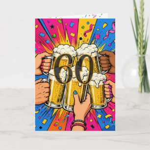60. Geburtstagsbier Toast im Pop-Art-Stil Karte